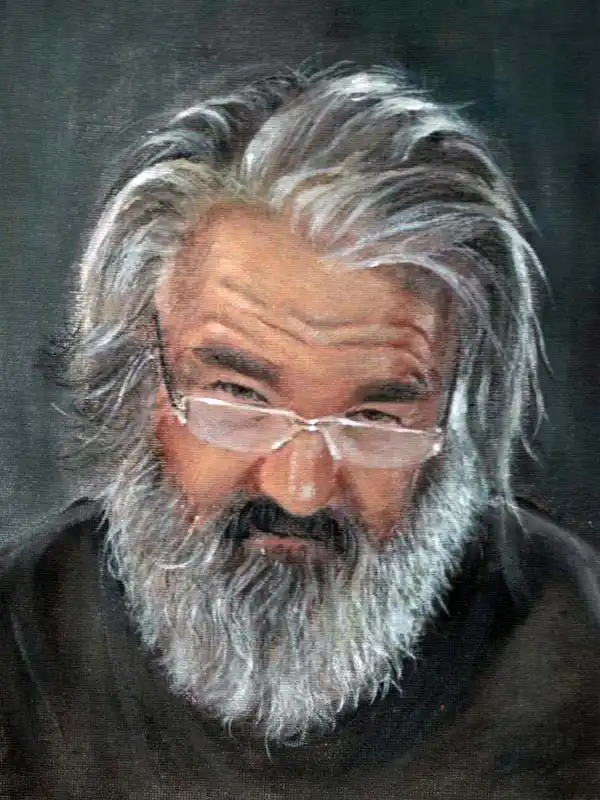 hand painted Portrait from Photos - The Portrait of an Old Man with White Beard